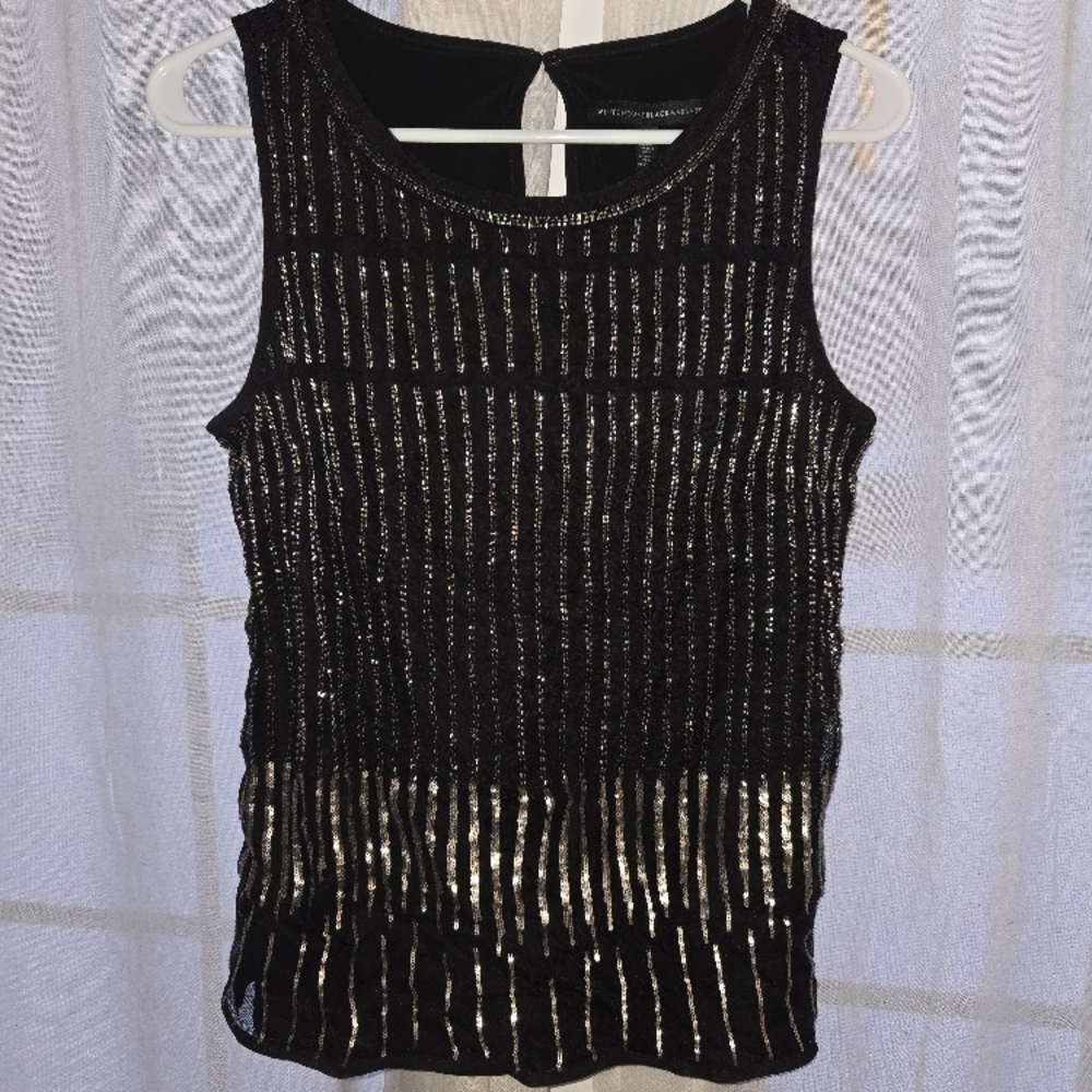 Black and Silver Sleeveless Top